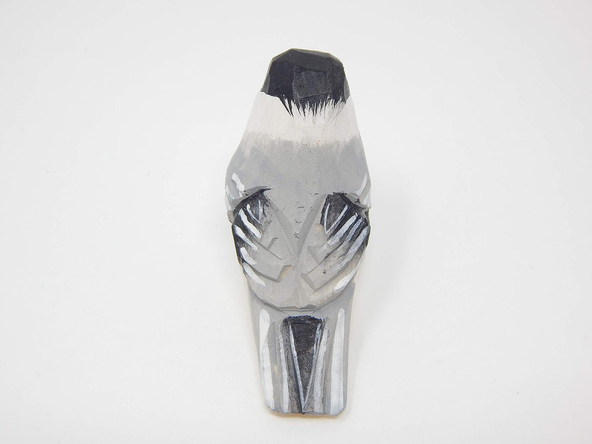 Selsela Chickadee - Wood Figurine Bird Black-Capped Chick Tit Miniature Chestnut Carolina Handmade Songbird Art Carved Small Animals Collectible Selsela