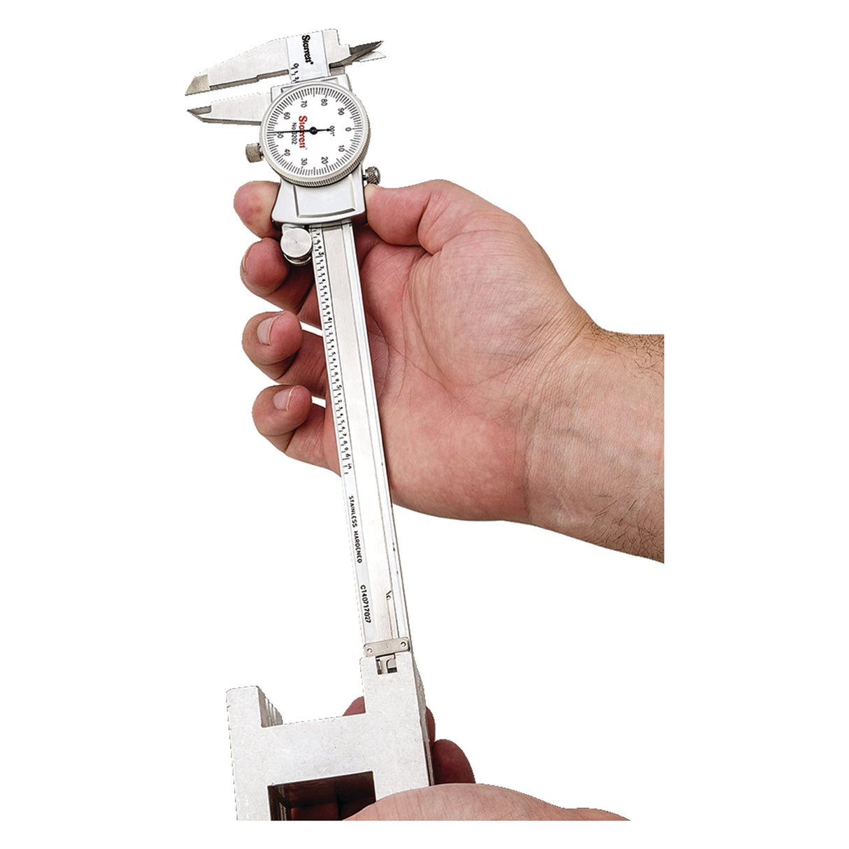 Starrett Dial Caliper with Adjustable Bezel and Fitted Case - White Face, 0-6" Range, -0.001" Accuracy, 001" Graduations - 3202-6 Starrett