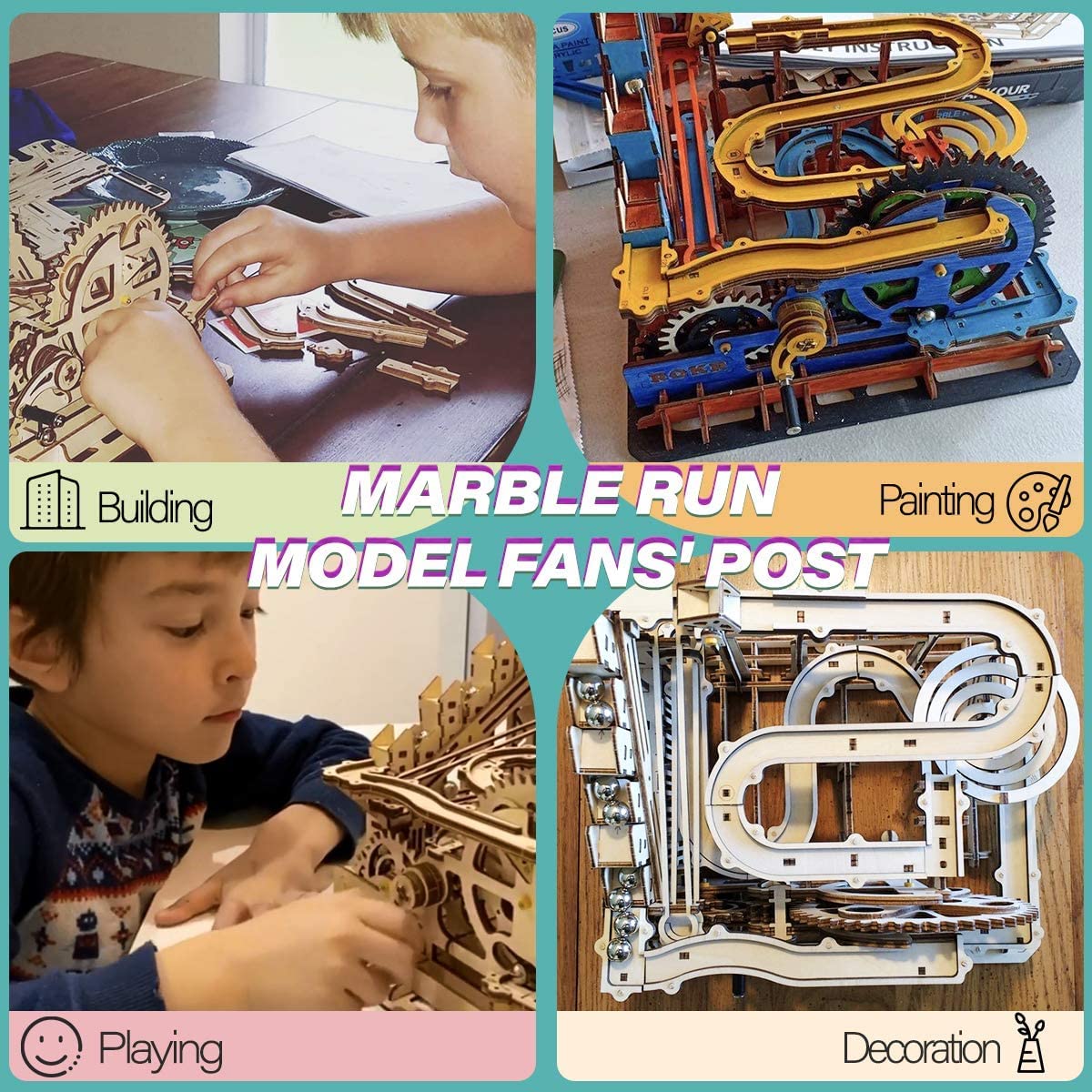 ROKR 3D Puzzles for Adults,Wooden Marble Run,3D Wooden Puzzles for Adults Kids Ages 12-14,Wood Puzzles Adult,Model Kits for Adults,STEM Projects for ROKR