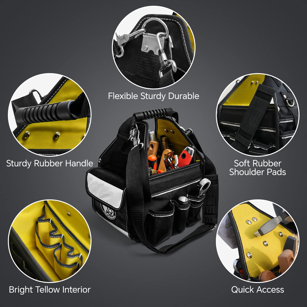 MARUTAI 12'' Tool Tote Bag, 44 Pockets Open Tool Bag, Tool Tote with Adjustable Straps and Waterproof Base, Tool Storage Bags for Men and Women MARUTAI TOOL STORAGE