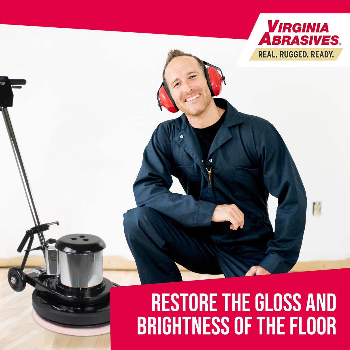 Virginia Abrasives 416-5017PAK - 3 Pack - 17" Thick Round Floor Maintenance Pad Kit with One Each: Green, Red & White Pad - Synthetic Non-Woven Floor Virginia Abrasives