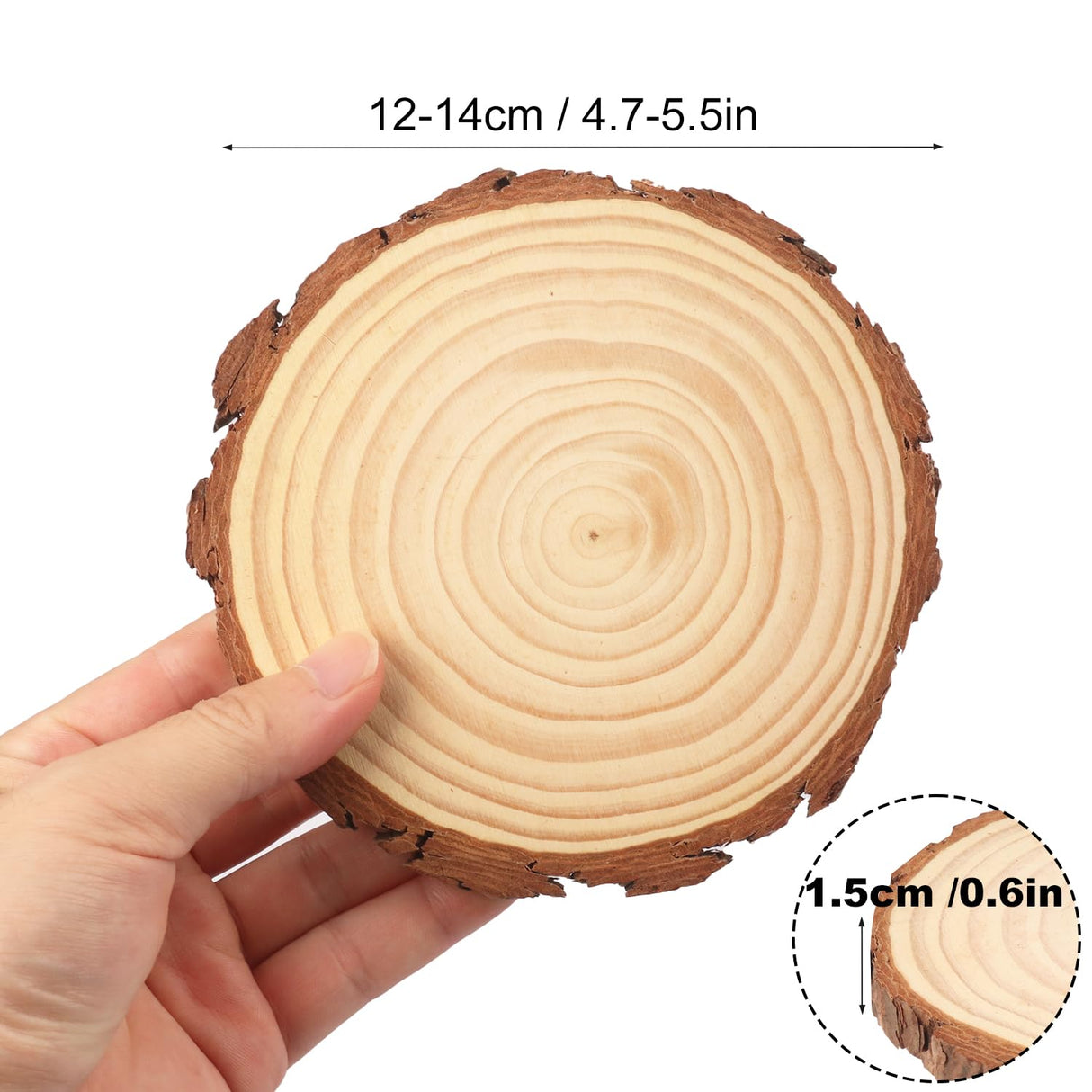 20 PCS 4.7-5.5 Inch Natural Wood Slices, Unfinished Pine Wood Circles with Barks for Coasters, DIY Crafts, Christmas Rustic Wedding Ornaments and GNIEMCKIN