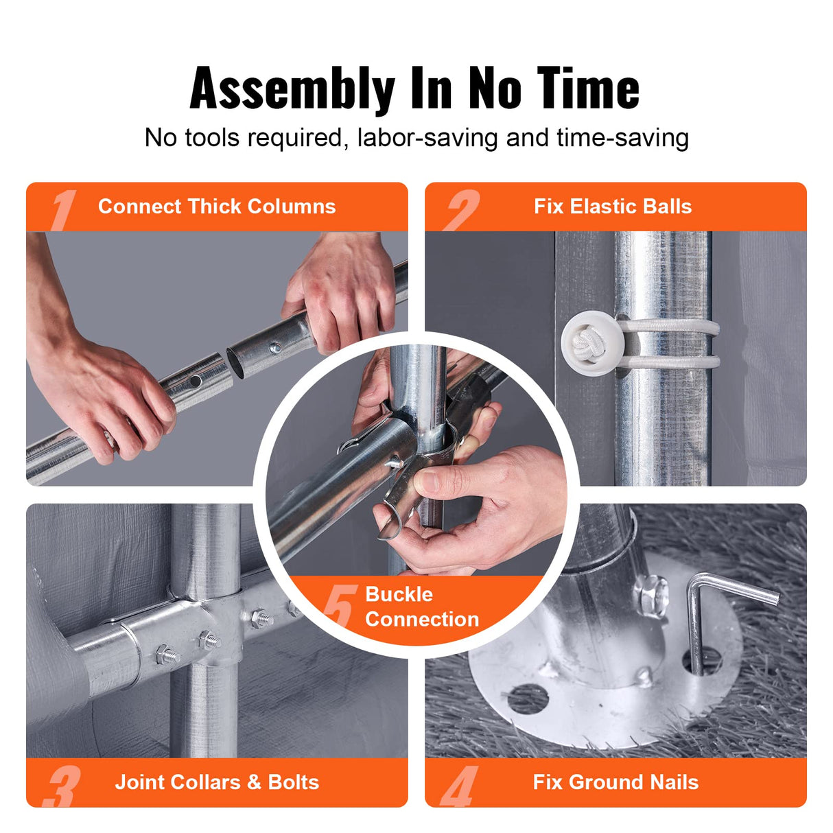 VEVOR Outdoor Portable Storage Shelter Shed, 10x15x8ft Heavy Duty Instant Garage Tent Canopy Carport with Roll-up Zipper Door and Ventilated Windows VEVOR