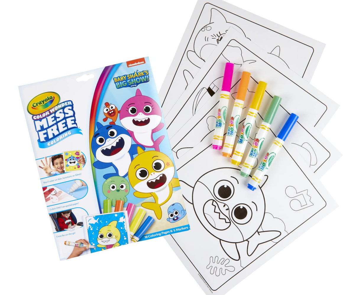 Crayola Baby Shark Color Wonder Pages, Mess Free Coloring For Toddlers, Kids Holiday Gift, Stocking Stuffer, Travel Activities Crayola