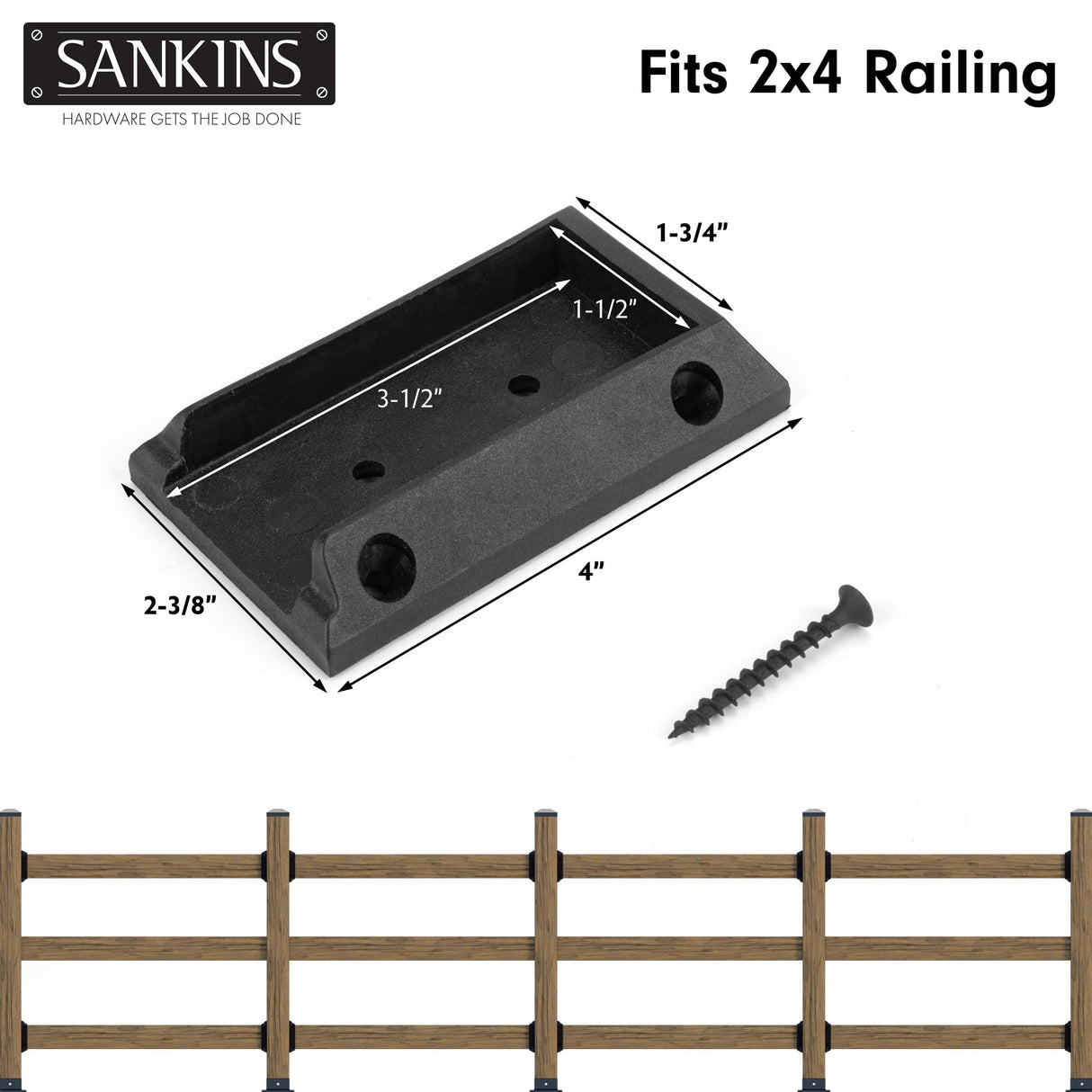 SANKINS 10pcs Deck Railing Bracket Connectors for 2x4, Deck Railing Kit Durable PP Plastic, Brackets for Connection of Wooden Deck Railing Posts, SANKINS