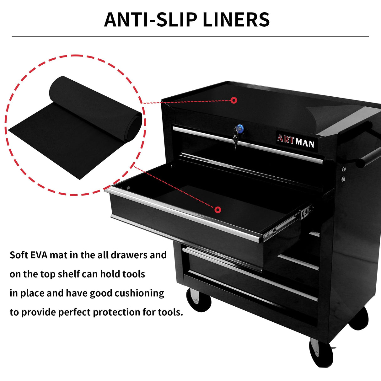 5-Drawer Rolling Tool Cart, Rolling Tool Box on Wheels, Lockable Home Repair Tool Storage Organizer, Tool Chest Cabinet for Mechanic, Garage Larmliss