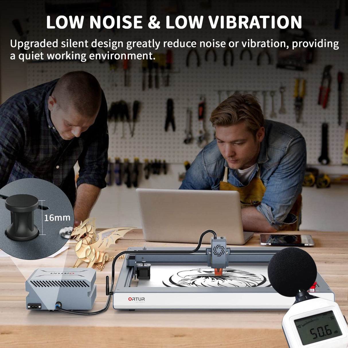 ORTUR Air Assist for Laser Cutter, Powerful 0-50L/min Air Assist Pump for ORTUR Laser Master 3 and Laser Master 2 Pro LF, Laser Module Protection, Ortur