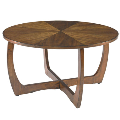 LEEMTORIG Round Coffee Table for Living Room Patio, 33.5" Mid-Century Modern Drum Round Wood Coffee Table with Cross Legs, Wood Grain Circle Coffee