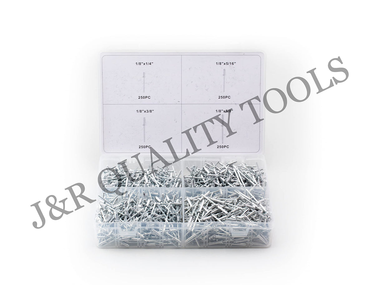 VCT 1000pc 1/8" Aluminum Blind Pop Rivet Assortment 4 Hand/Air Riveter Gun Rivet Set VCT