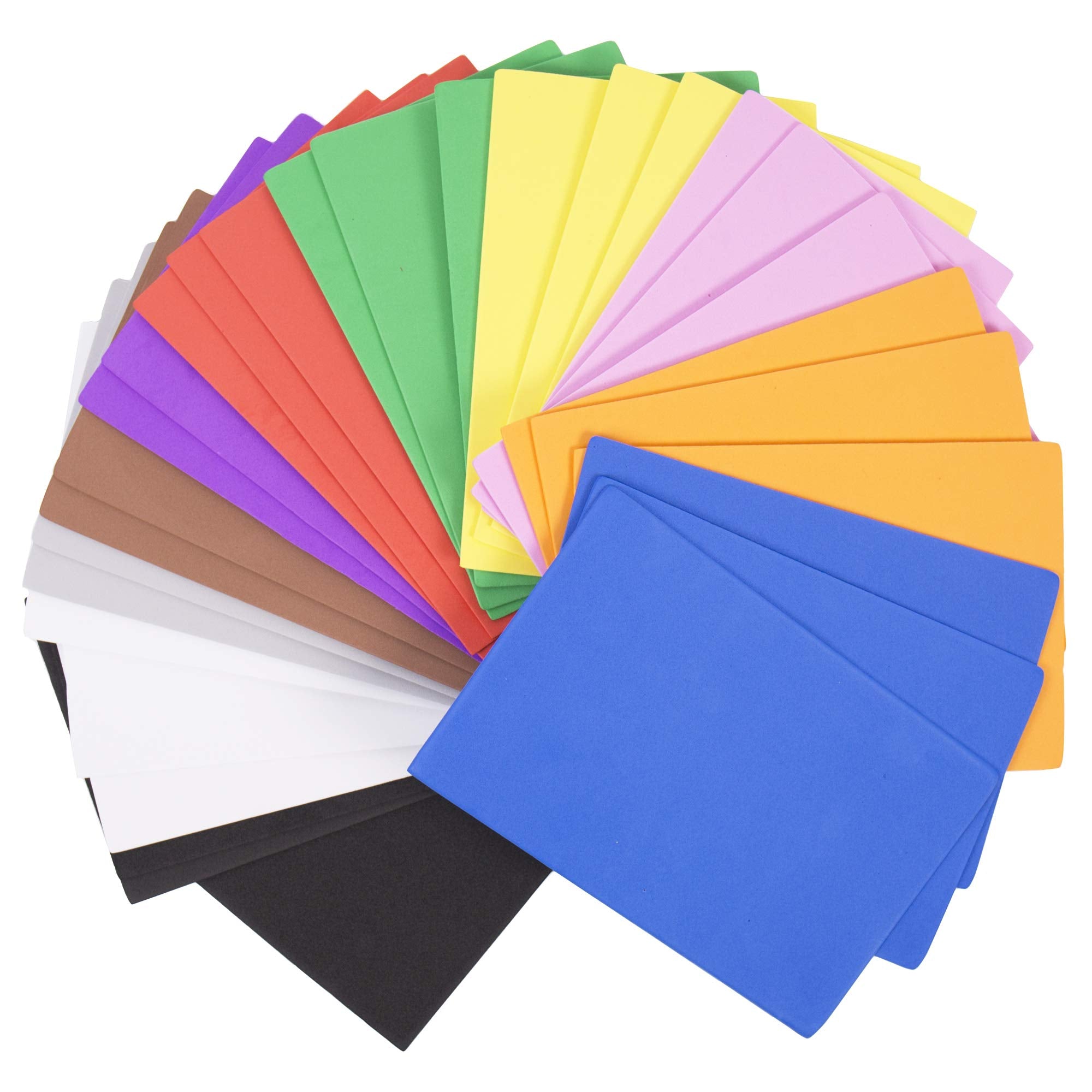 Horizon Group USA Assorted Rainbow 30-Pack Foam Sheets, 8.5x5.5-Inch & 2mm, Value Pack of Eva Foam Sheets in 11 Colors for CR