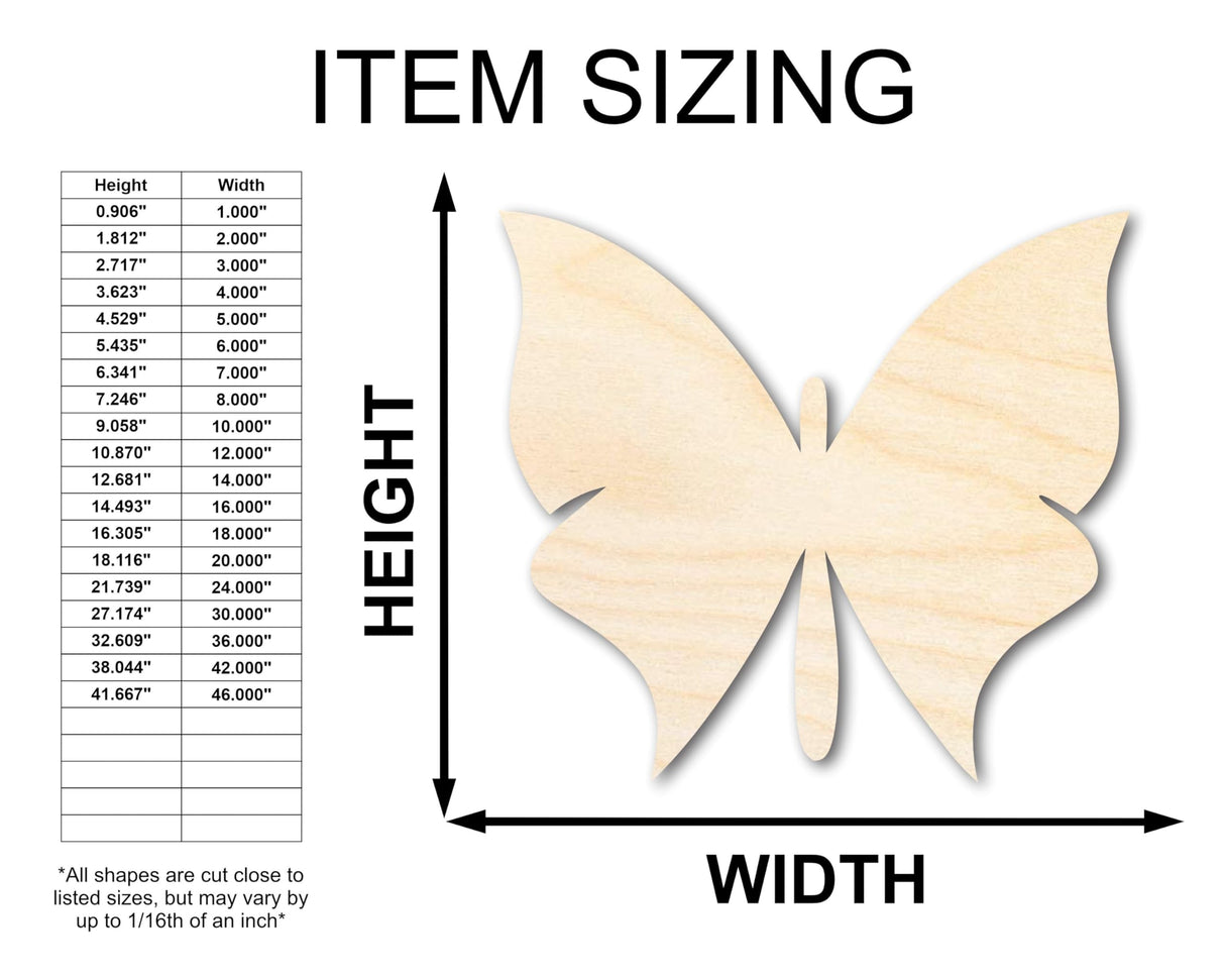 Unfinished Wood Butterfly Silhouette - Animal Craft - up to 36" DIY 10" / 3/4" 24 Hour Crafts