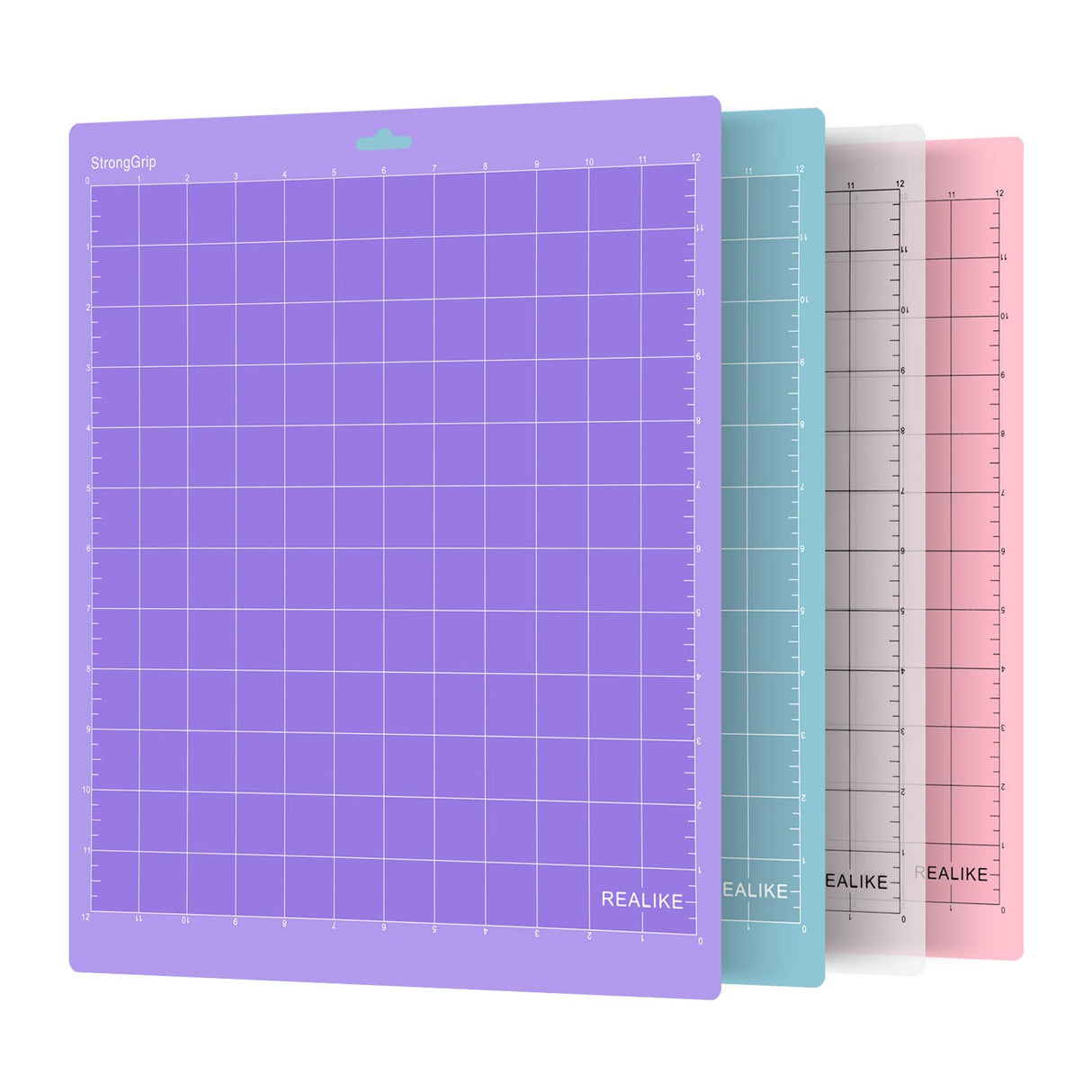REALIKE Cutting Mat for Cricut Maker 3/Maker/Explore 3/Air 2/Air/One (12x12 inch,4 Mats, StandardGrip/LightGrip/StrongGrip/FabricGrip) Variety REALIKE