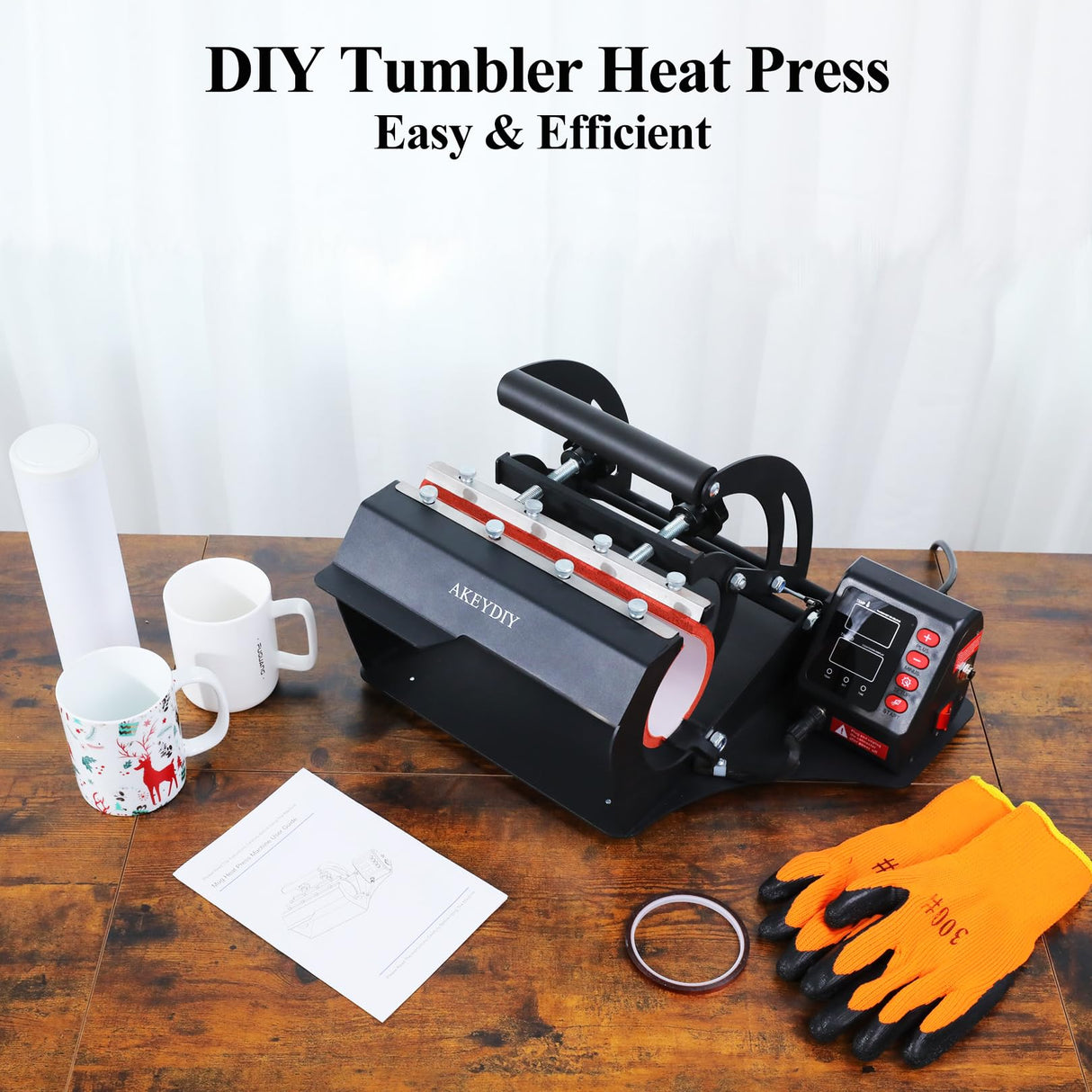 Tumblers Heat Press, Tumbler Mug Heat Press Machine 30oz 20oz 16oz Sublimation Tumblers Press Glass Jar Cans, DIY Heat Transfer Press Vinyl for AKEYDIY