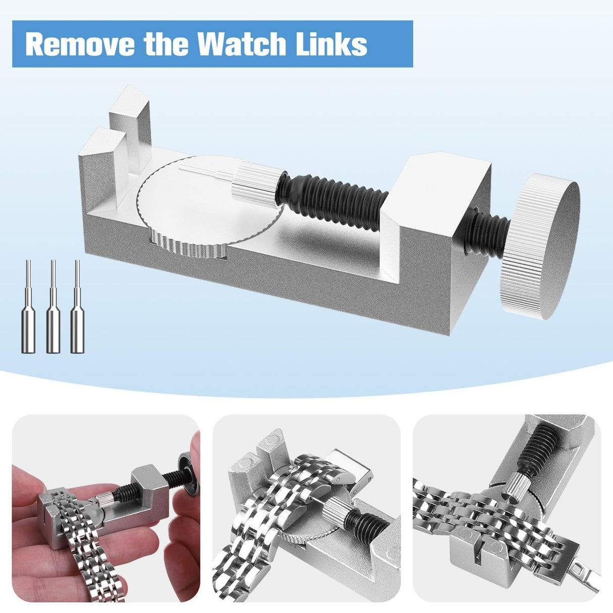 Watch Link Removal Tool Kit, Watch Band Strap Link Pins Remover Repair Tool, Watch Sizing Tool Kit for Watch Bracelet Adjustment Resizing, Watch Pin BYNIIUR