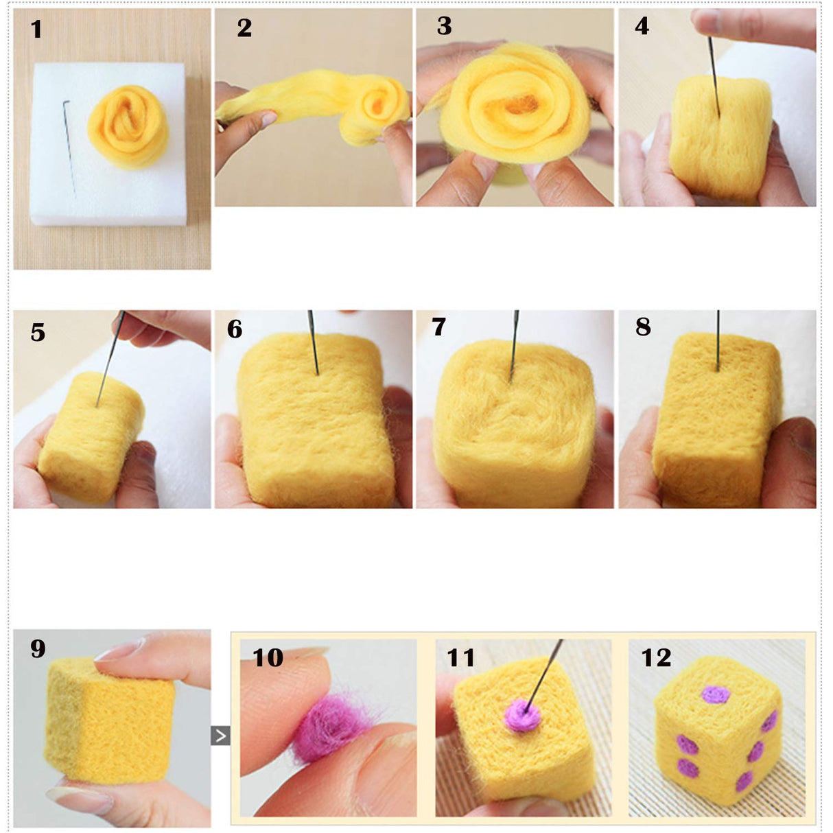 Mayboos Needle Felting Starter Kit,Wool Roving 40 Colors Set, Wool Felt Tools with Instruction Included for Felted Animal Needle Felting Supplies Mayboos