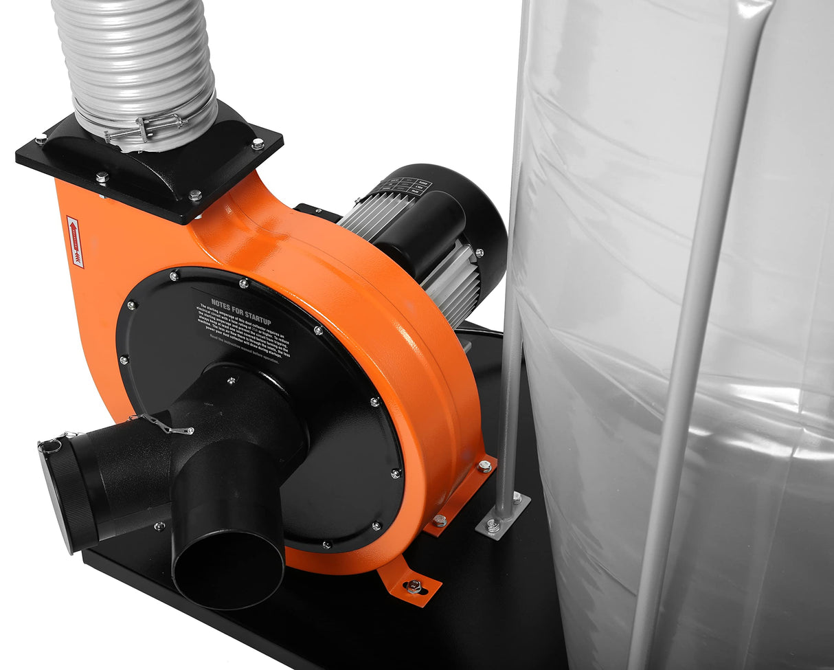 WEN DC1300 1,300 CFM 14-Amp 5-Micron Woodworking Dust Collector with 50-Gallon Collection Bag and Mobile Base , Black WEN