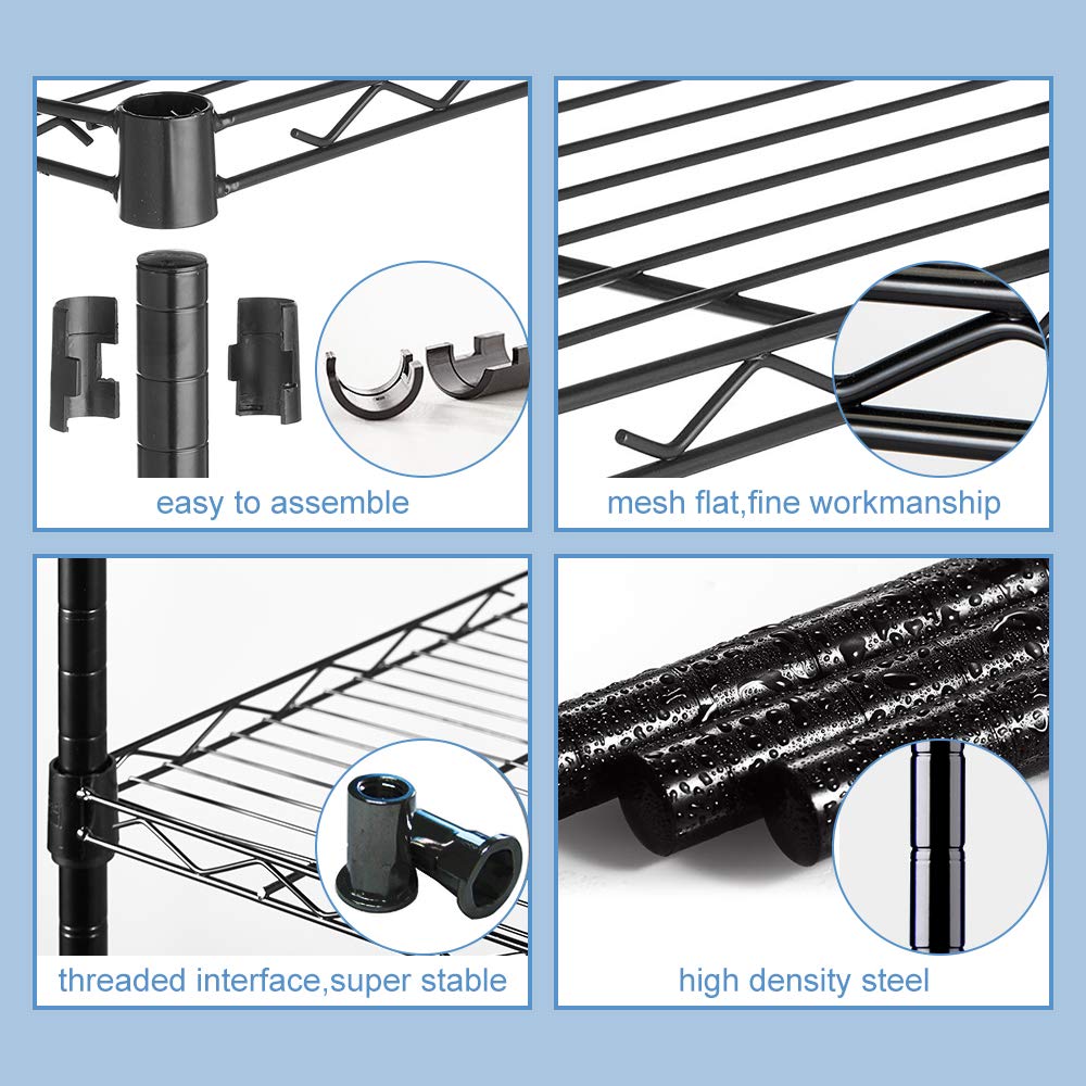 BestMassage 72"x48"x18" 6 Tire Wire Shelving Unit NSF Storage Shelves Large Heavy Duty Metal Shelf Organizer Height Adjustable Commercial Grade Steel BestMassage