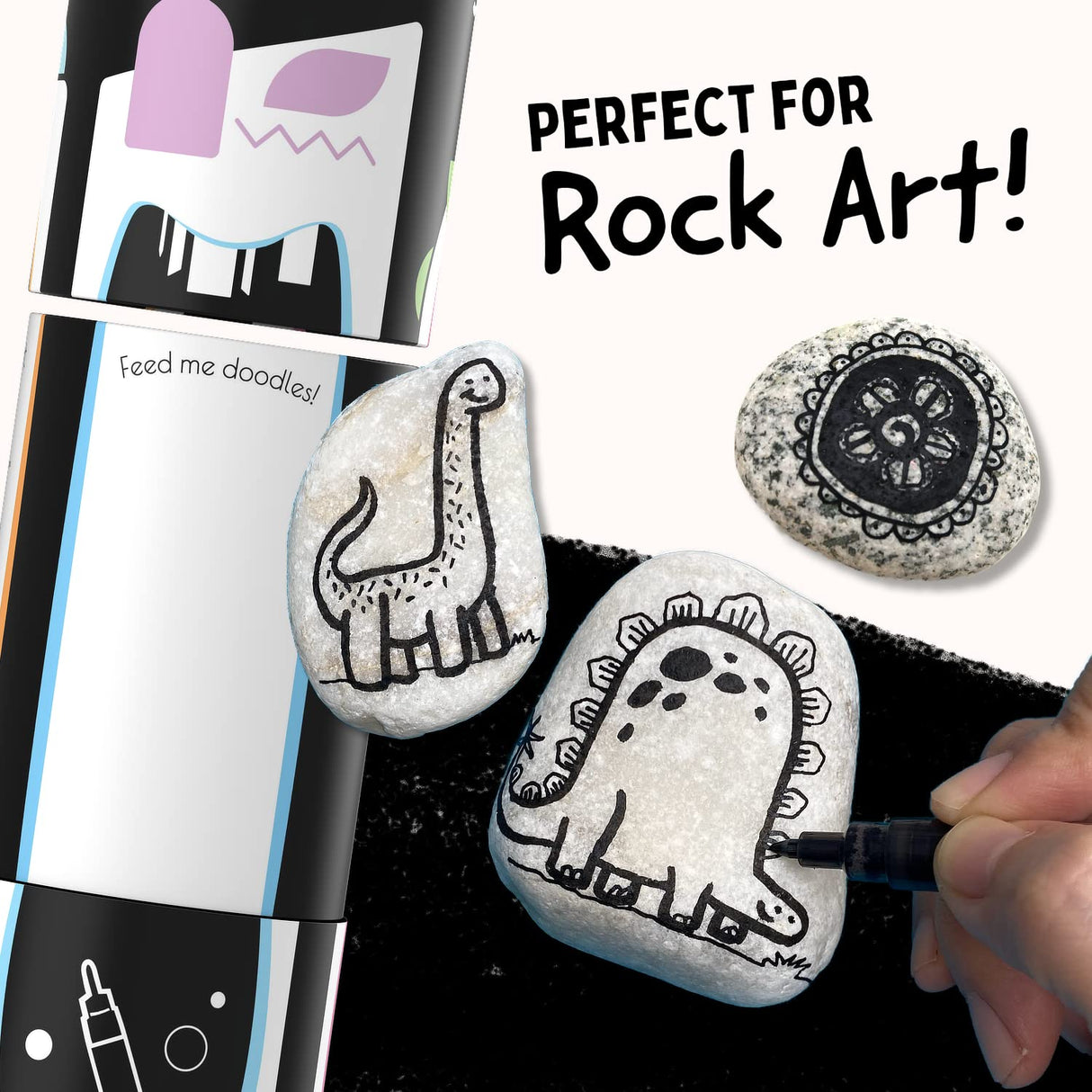 Funcils Acrylic Bundle - 5 White and Black Acrylic Paint Pens Funcils