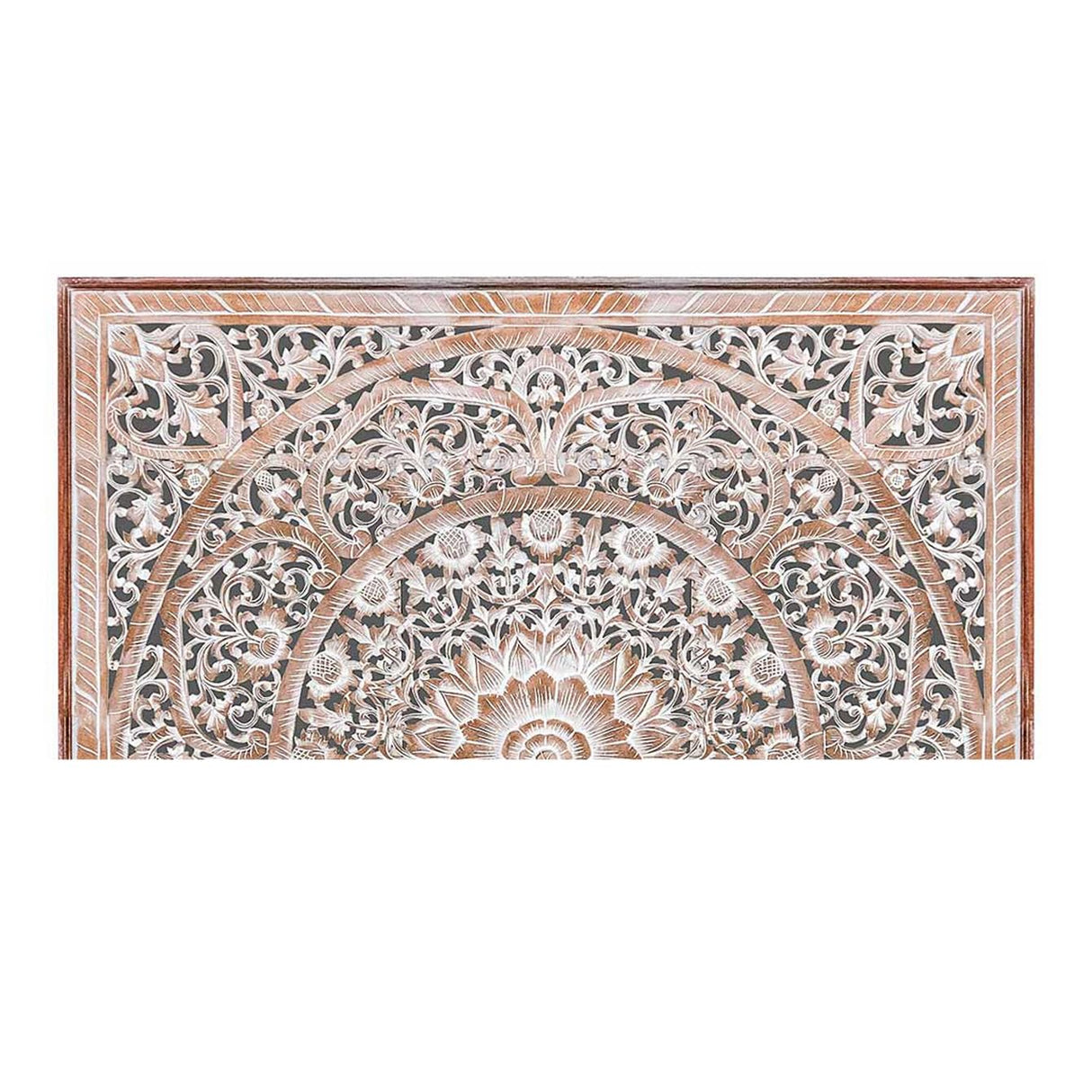 King Wood Headboard White Wash | Carved Full Headboard Only | Wooden Headboard Full Size Bed | Wall Mount Headboard King | Full Bed Headboard Panels KultureDeco