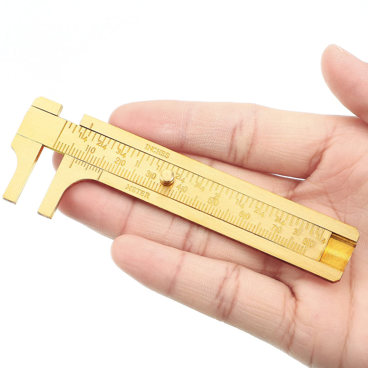 Konohan 2 Pcs Brass Vernier Caliper Pocket Caliper Handy Caliper Measuring Mini Tool Double Scale Sliding Gauge Metal Pocket Ruler for Bead Wire Konohan