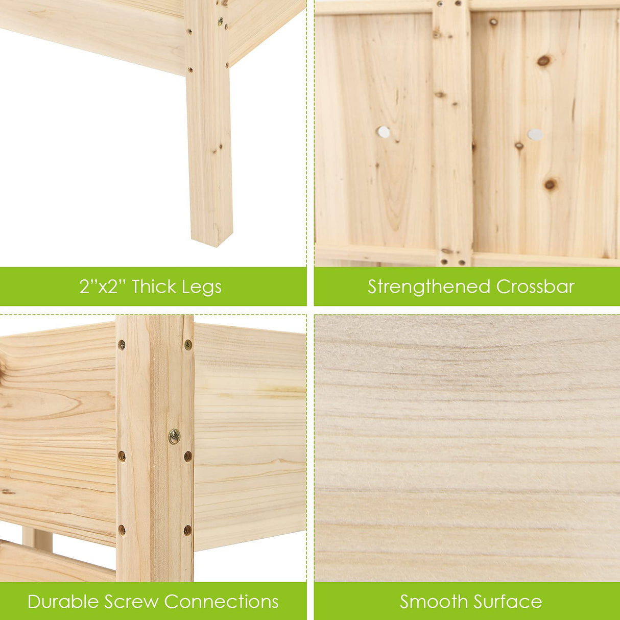 Giantex Set of 2 Raised Garden Bed, Elevated Wood Planter Box, Raised Bed Kit for Flowers Vegetables Fruits Herbs Outdoor Planting Container Patio, Giantex