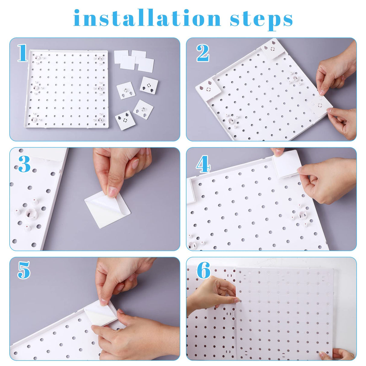 8 Sets Pegboard Wall Mount Display Pegboard Plastic Garage Pegboard Wall Organizer Pegboard Panel Kit Installation Accessories for Kitchen Living Nuanchu