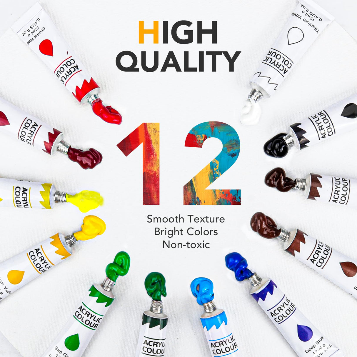 Acrylic Paint Canvas Set,104 Piece Professional Painting Supplies Kit with 4 Wood Easel,4 * 12Colors,4 * 10 Brushes,Circular Canvas Etc,Premium Paint ESRICH