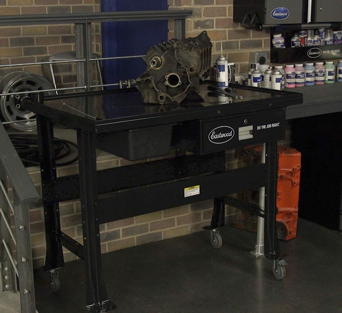 Eastwood Work Bench Tear Down Table | 1000 lbs Capacity Heavy Duty Automotive Work Table | Workbench for Garage with Four 4" Swivel Casters | 2 Eastwood