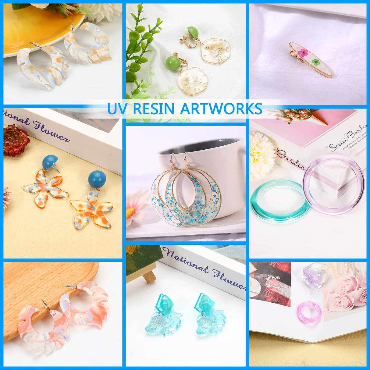 KISREL UV Resin 300g - Upgraded UV Resin Kit, Hard Type Crystal Clear Ultraviolet Curing UV Epoxy Resin for Craft Jewelry Making KISREL