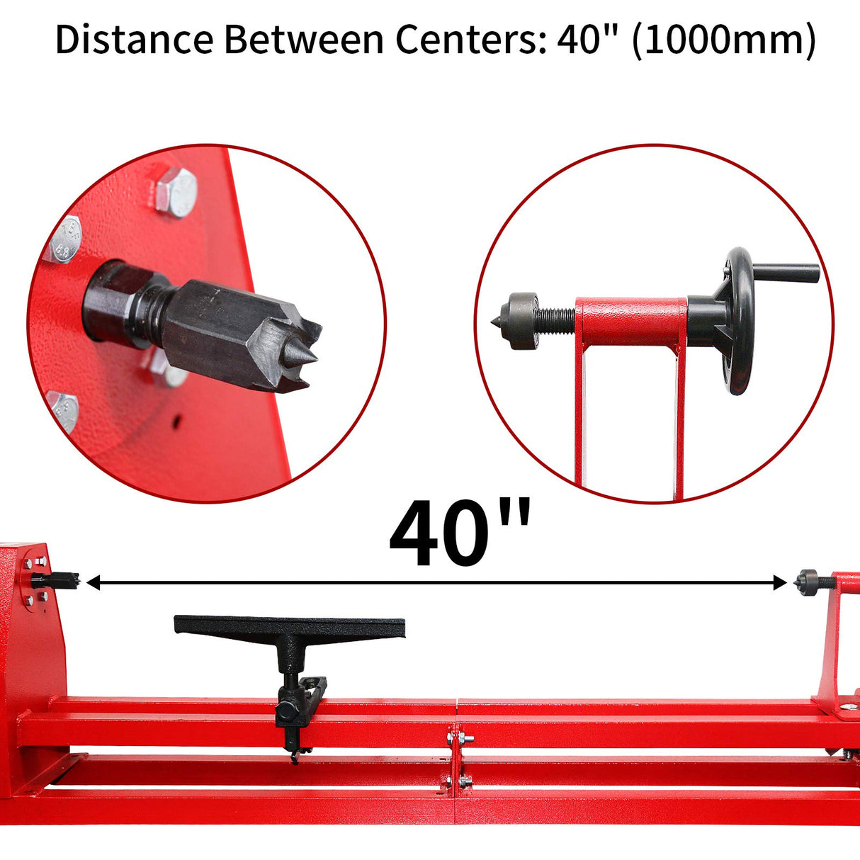 HAowosi Upgraded Wood Lathe 14" x 40", Power Wood Turning Lathe Adjustable 4 Speed 1100/1600/2300/3400RPM, Benchtop Mini Wood Lathe with 5 Chisels HAowosi