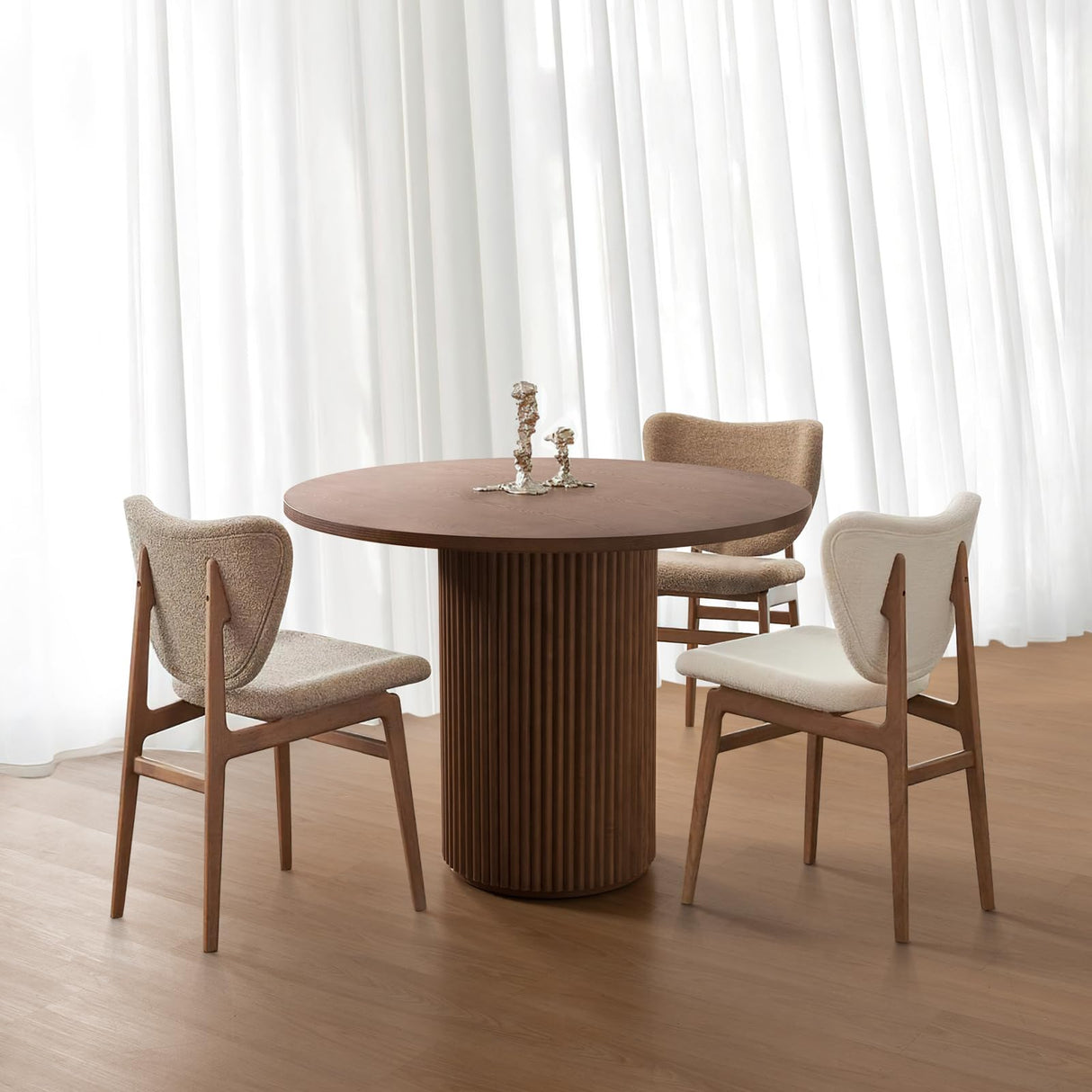 SIMTONAL Round Wood Dining Table Modern Kitchen Table Mesa Redonda de Comedor Walnut, 40''L x 40''W x 29.9''H SIMTONAL