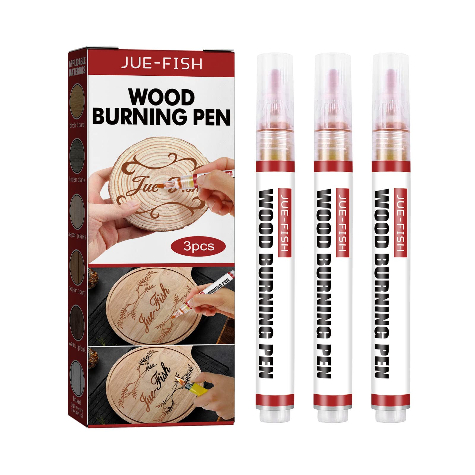 FUMILE Wood Burning Pen Set 9PCS with 3 Scorch Pen Marker, 2 Wood