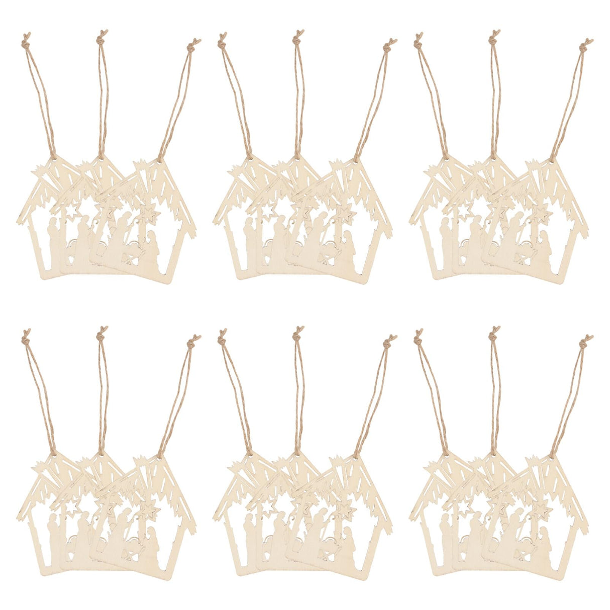 CIMAXIC 20pcs Pendant Home Decoration Blush Decor Wood Crafts Hanging Nativity Wooden Embellishments Christian Religious Wooden Cutouts Wood Ornament CIMAXIC
