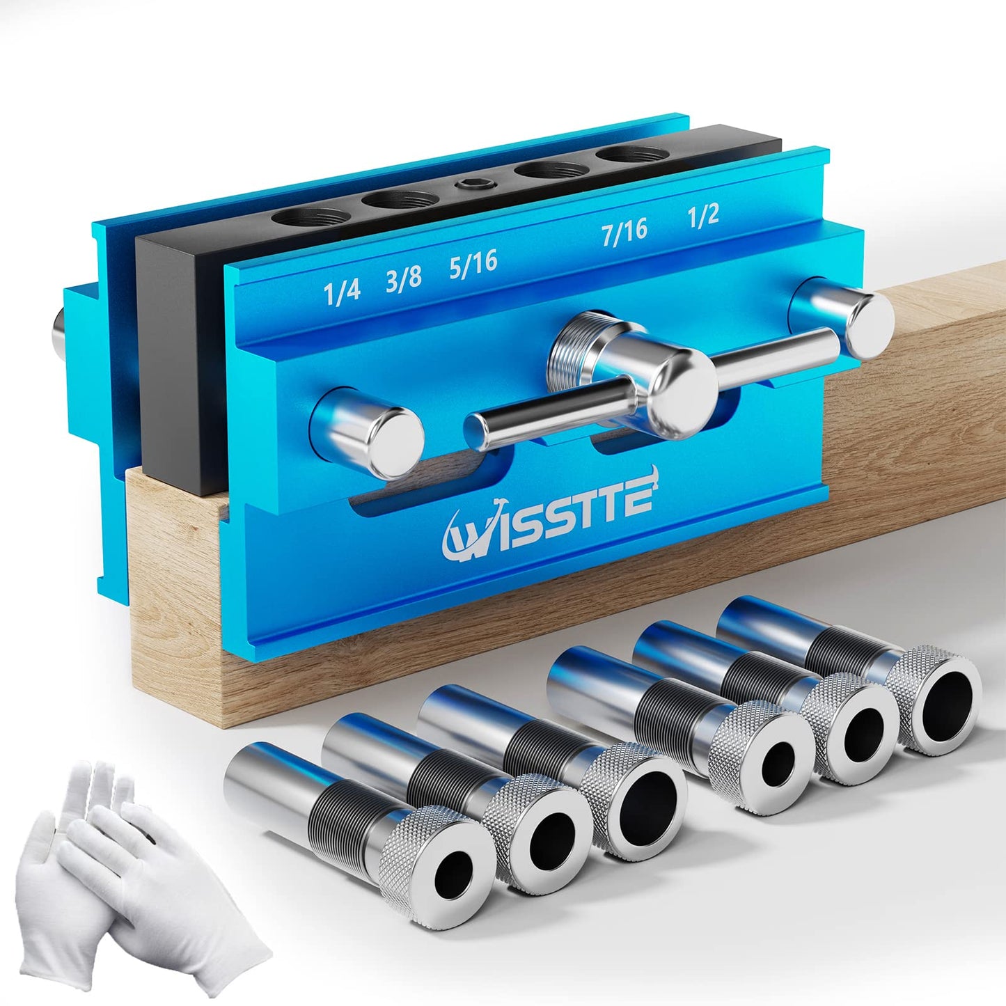WISSTTE self centering dowel jig For Straight Holes Biscuit Joiner Set,doweling jig self centering kit With 6 Drill Guide Bushings,dowling jig for