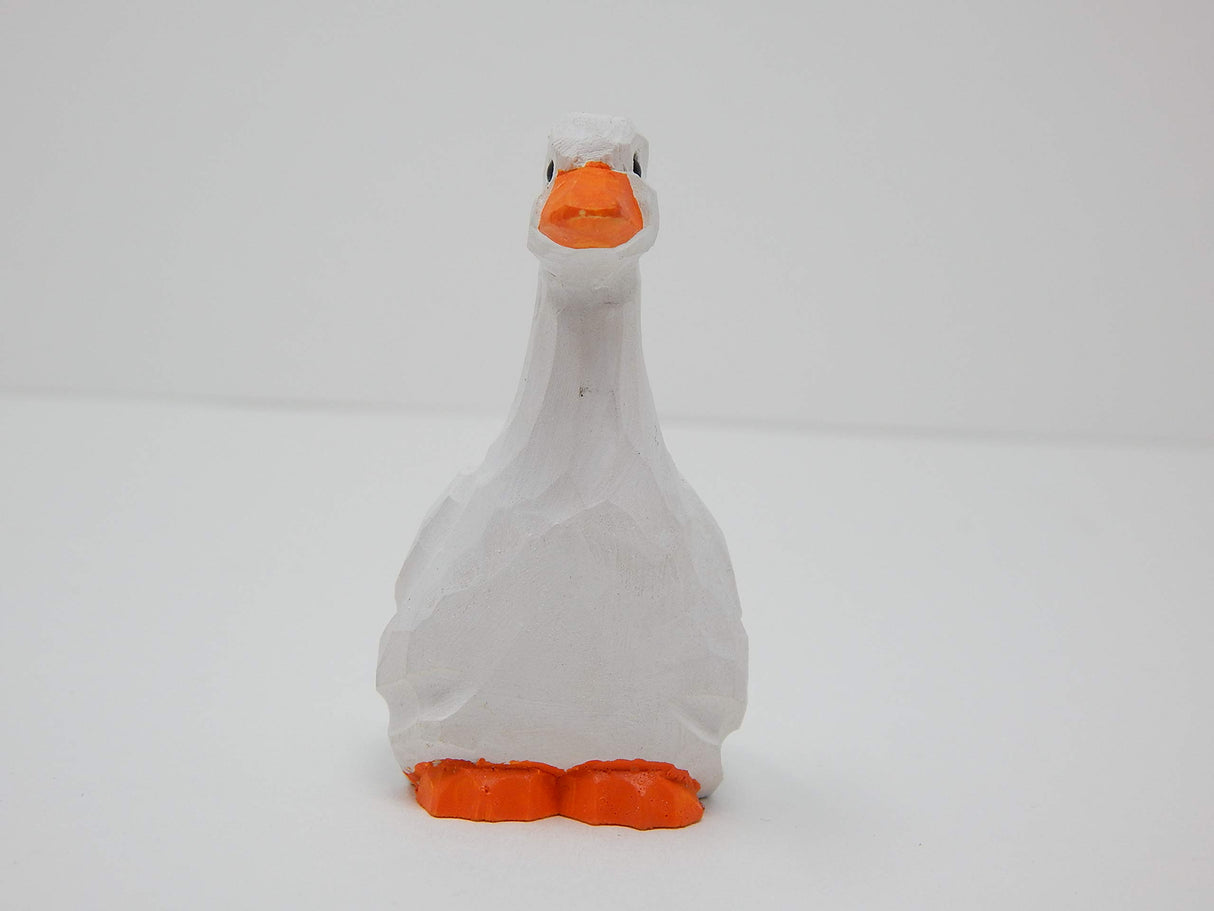 Selsela White Goose Keychain Bird Ring Hook Clip Charm Miniature Wood Mini Figurine Small Animal Selsela