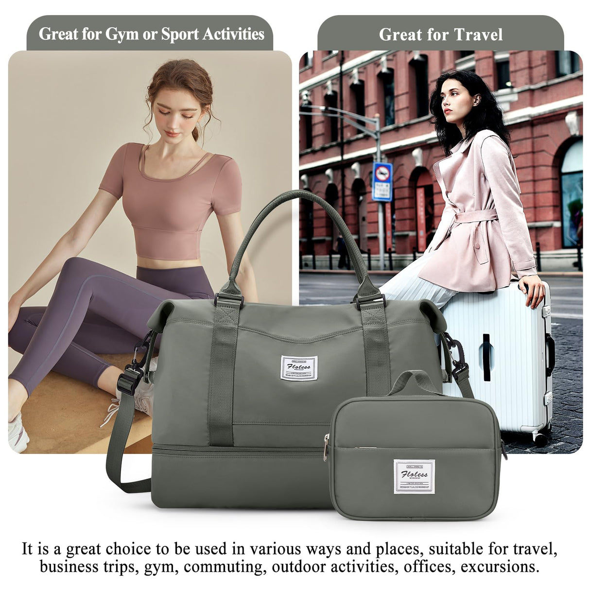 Weekender Bags for Women,Personal Item Travel Bag with Shoes Compartment,Overnight Travel Duffel Bag with Wet Pocket and Separate Toiletry Bag,Gym SYCNB