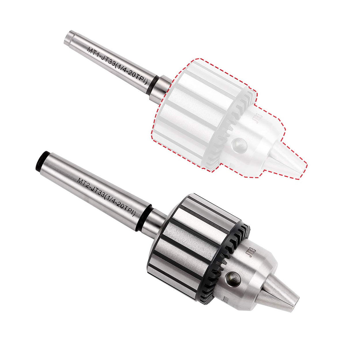 KingTool 4 Pcs Drill Chuck Set - 1/2-Inch Drill Chuck with Chuck Key with #1 (JT33-MT1) and #2 (JT33-MT2) Morse Taper Arbor - WoodArtSupply