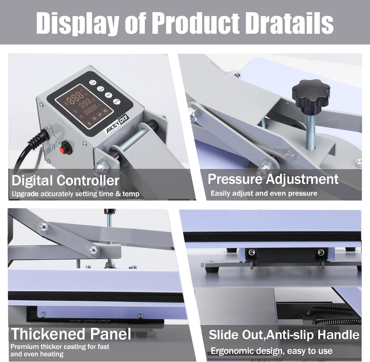 AKEYDIY Heat Press 15X15 Slide Out Sublimation T-Shirt Heat Press Machine for T Shirts Industrial-Quality Digital Sublimation Heat Press Machine for AKEYDIY