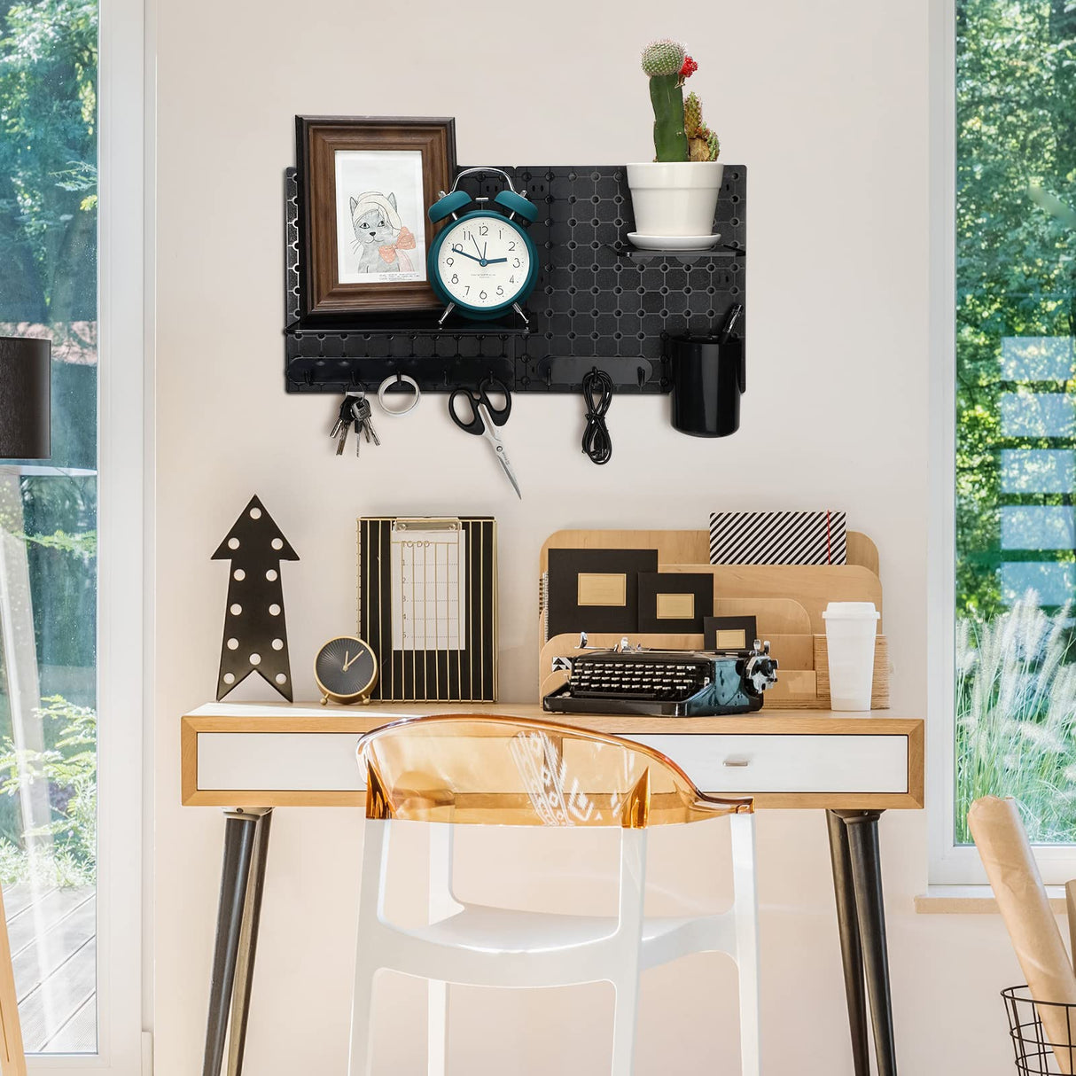 58 Pieces Pegboard Organizer Kits Pegboard Wall Panel Plastic Pegboard Mount Display with Pegboard Accessories Include Storage Boards Buckets and Chunful