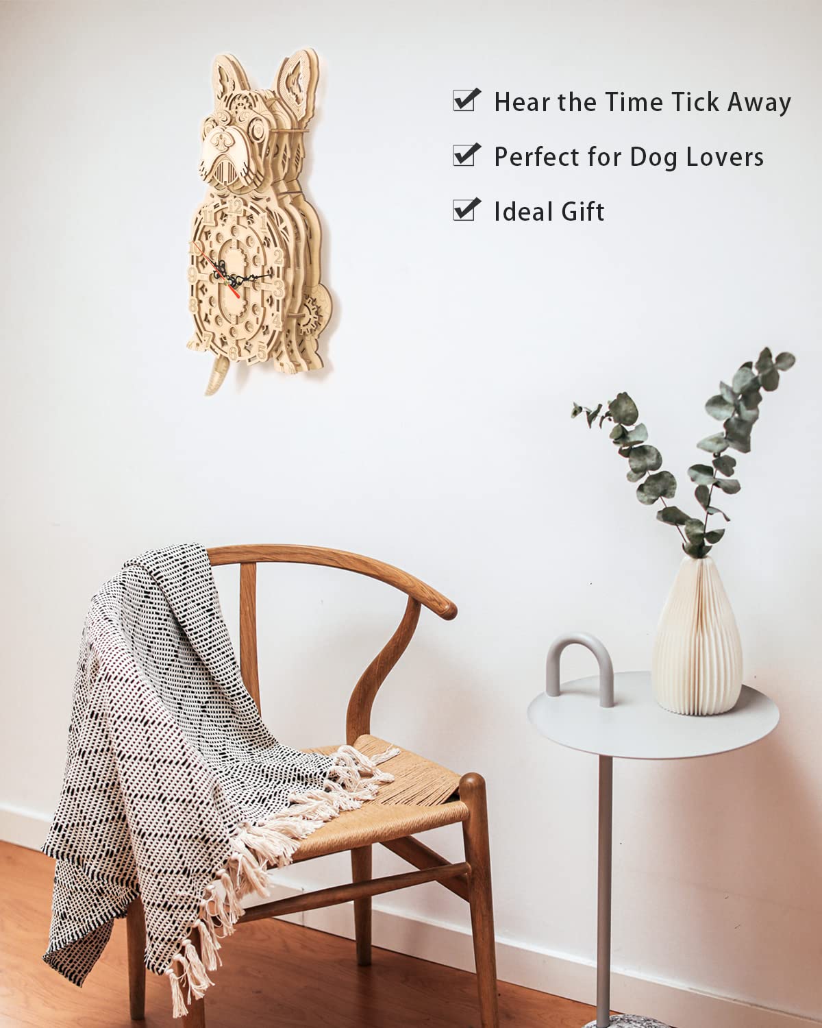 Mechanical Bulldog Clock Model - 3D Wooden Puzzle Kit for Adults and Kids Jigtoy