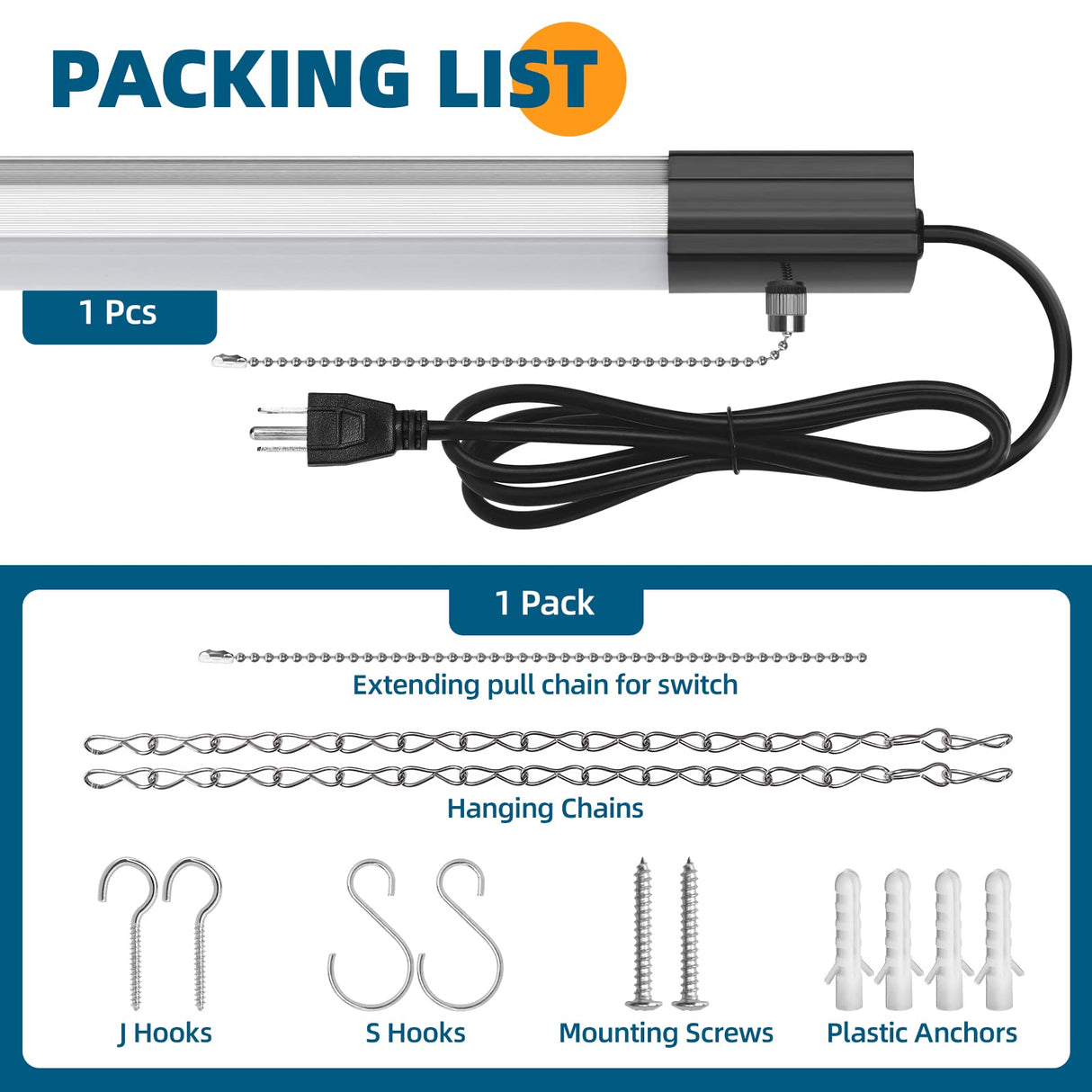 Barrina LED Shop Light for Garage, 10000LM, 84W, 4FT, 5000K Linkable Light Fixture for Workshop, Basement, Hanging or FlushMount, Heat Dissipation, Barrina