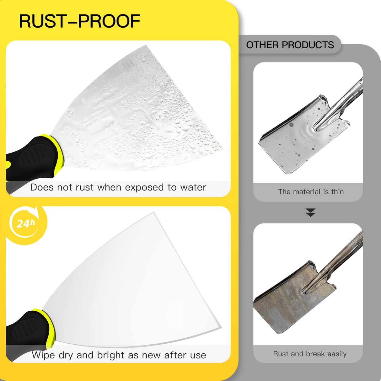 Putty Knife Scrapers, 1.5 Inch Spackle Knife, Metal Scraper Tool for Drywall Finishing, Plaster Scraping, Decals, and Wallpaper DEKEones
