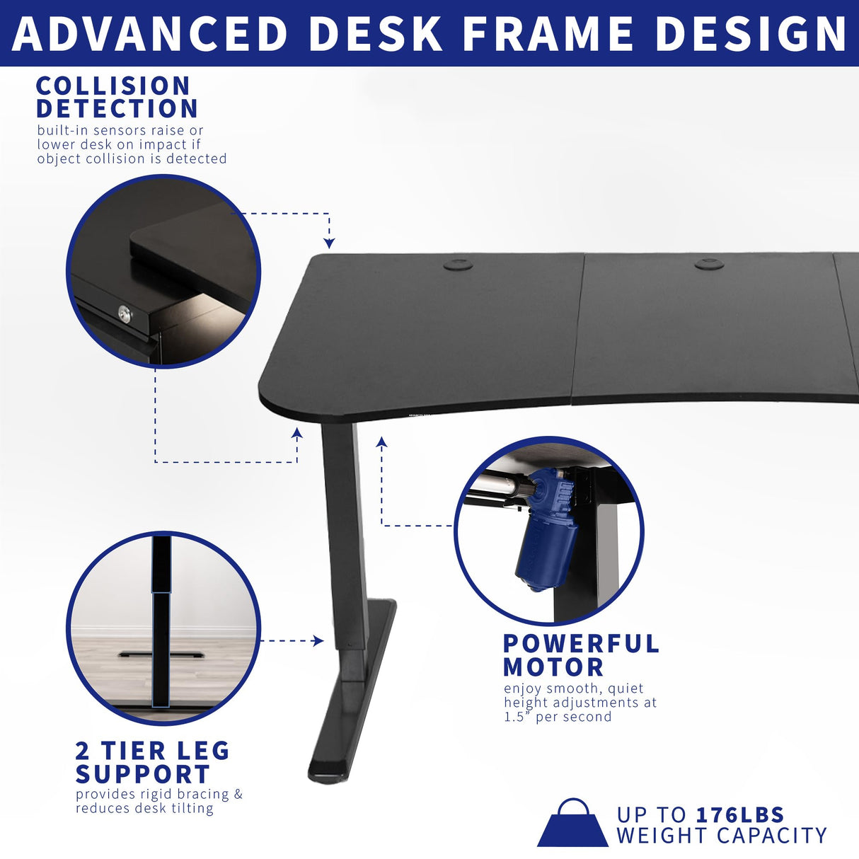 VIVO Electric Height Adjustable 63 x 32 inch Memory Stand Up Desk, Black Table Top, Black Frame, Touch Screen Preset Controller, 2E Series, VIVO