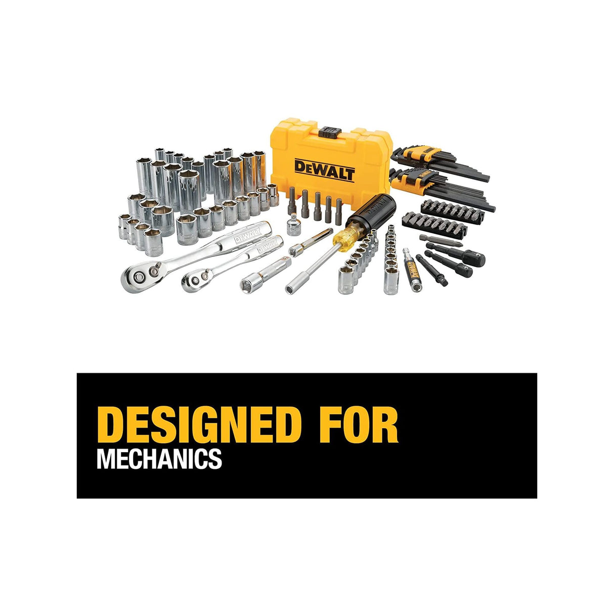 DEWALT Mechanics Tools Kit and Socket Set, 1/4" & 3/8" Drive, SAE, 108-Piece (DWMT73801) DEWALT