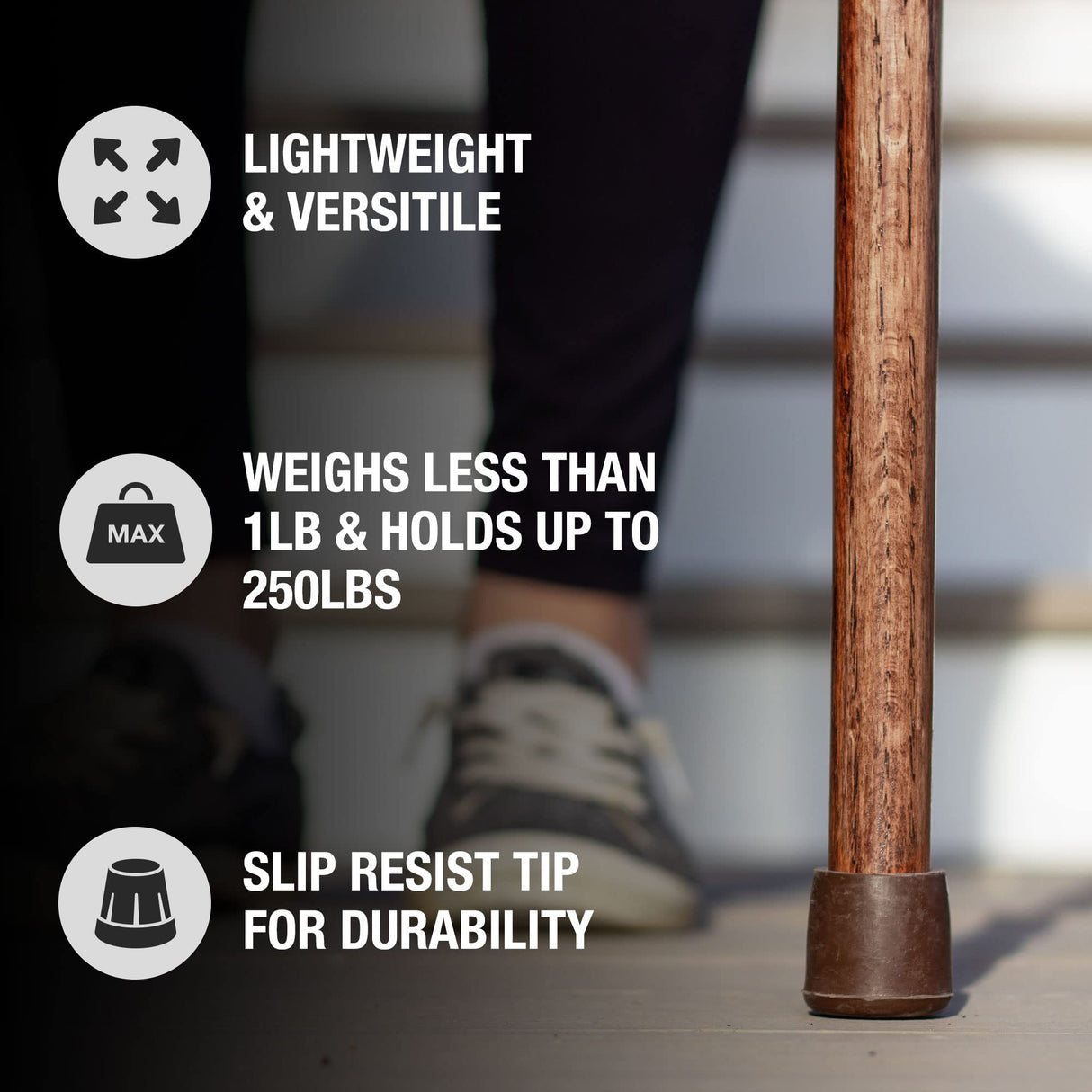 Handcrafted Wood Walking Cane - Made in the USA by Brazos - Twisted Oak Crook Neck Classic - Red Brazos