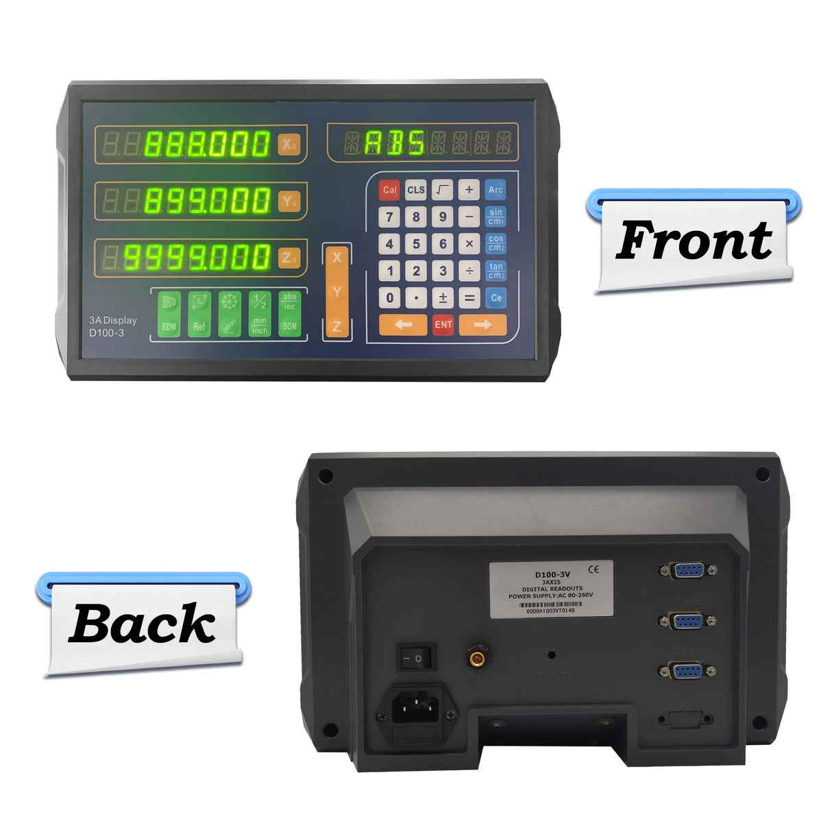 Baykunl18" 20" 36" Digital Readout 3 Axis DRO Display for Bridgeport Milling Lathe Machine 470mm+520mm+920mm Travel Length, US Stock Baykunl