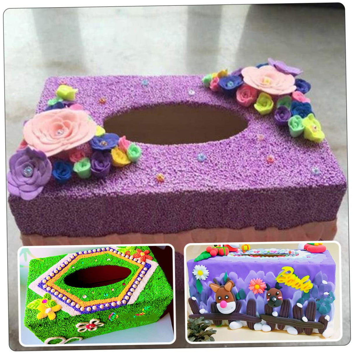 STOBOK Kids DIY Craft Kit 6pcs Box DIY Tissue Box Desk Dispenser Container Square Tissues Dispenser Paper Holder Box Crafting Blank Box Wooden Towel STOBOK