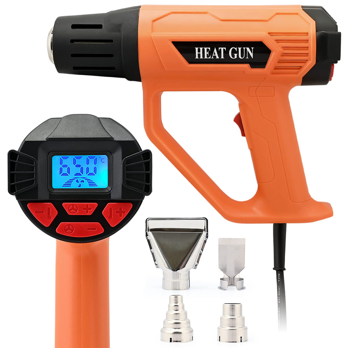 FOSHIO Heat Gun 2000W Hot Air Gun Kit with Large Digital LCD Display Variable Temperature Control 122℉~1202℉(50℃- 650℃)with 4 Nozzles, Overload FOSHIO
