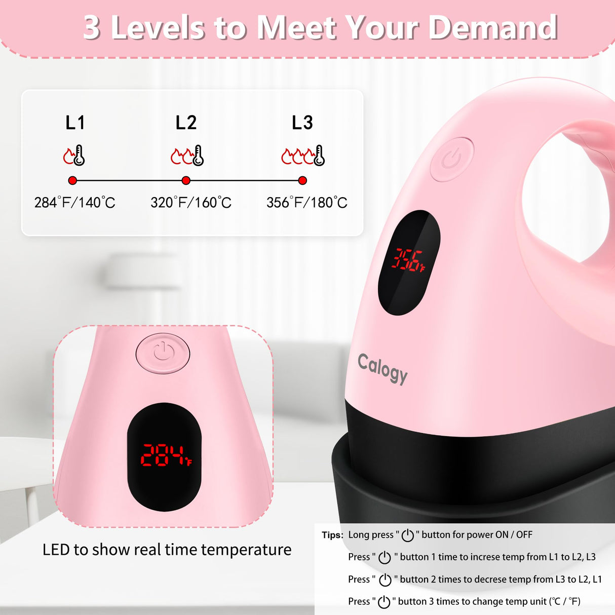 Calogy Mini Heat Press, Heat Transfer Machine, Constant Temp Control, Insulated Safety Base, Fits for Crafts, T-Shirt, Hat, Cap, Pillows Calogy