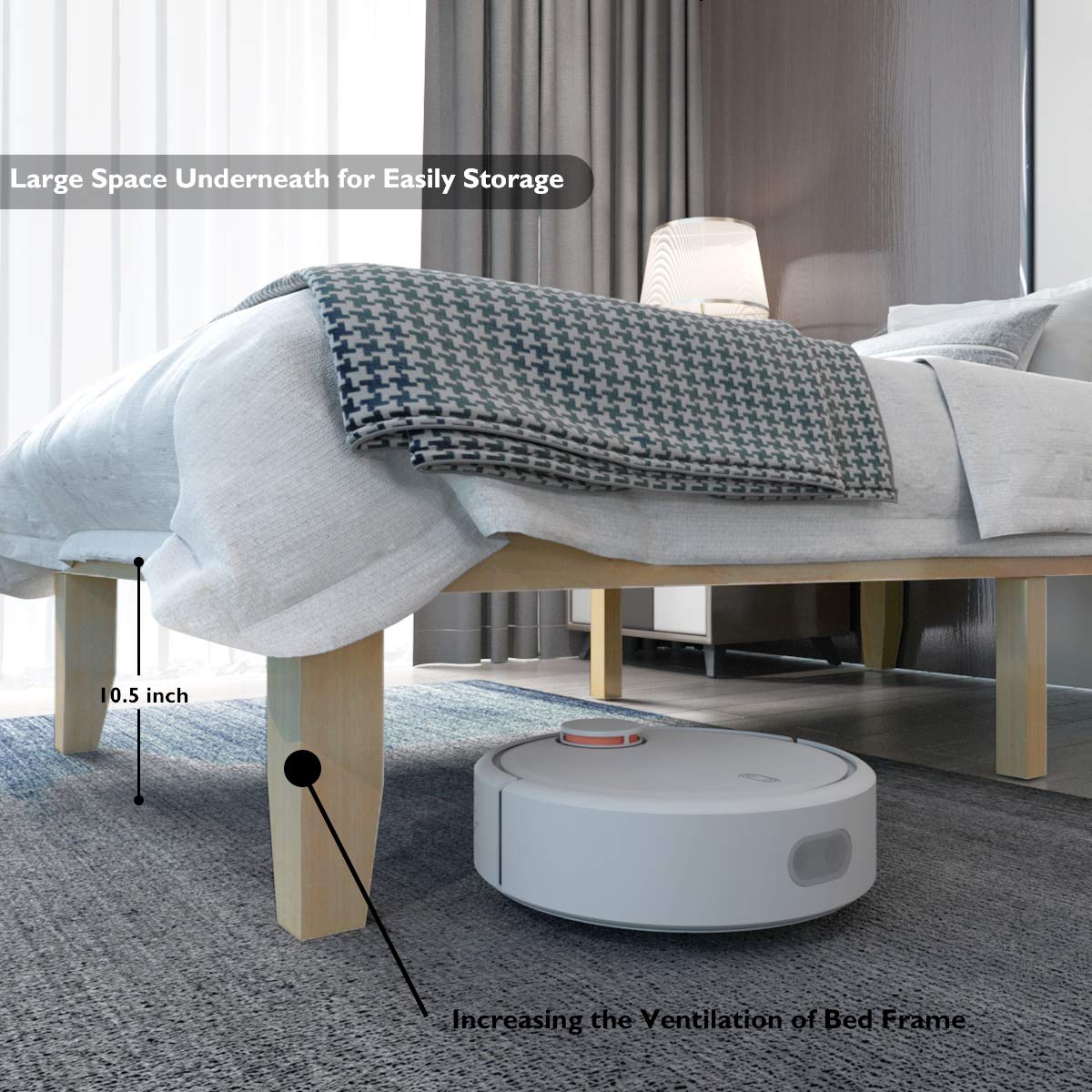 KOMFOTT 14-Inch Twin Size Solid Wood Platform Bed Frame with Slat Support KOMFOTT